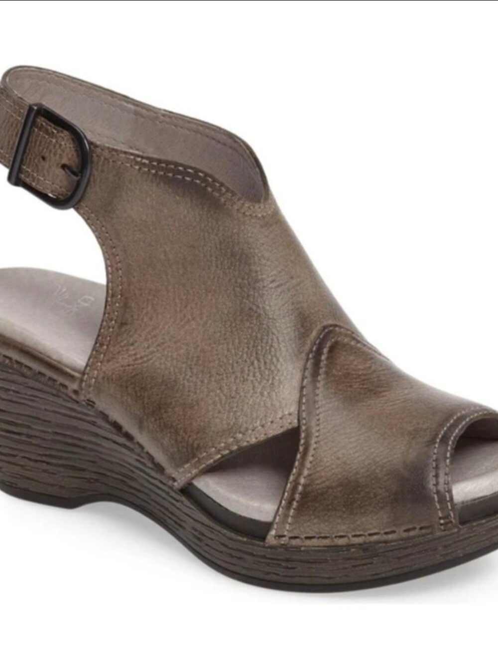 Dansko Vanda Leather Open-Toe Wedge Sandals Size 41